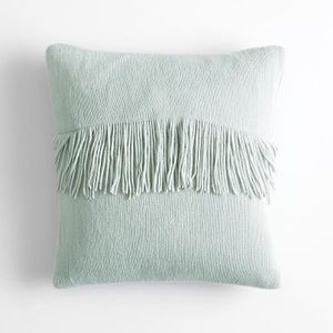 Pottery Barn Teen Sage Green Chic Fringe Pillow Cover